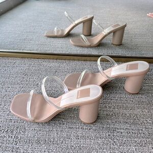 Clear Strap Block Heel Sandals